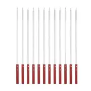 12pcs Kebob Skewers 55cmx10mmx2mm Stainless Steel Flat Sticks with Wood Handle