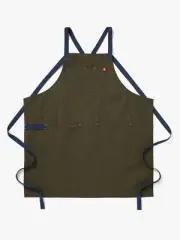 The All Day Crossback Apron - Olive Green Navy Straps