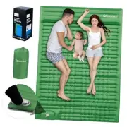 Double Sleeping Pad for Camping, 5" Ultra-Thick Inflatable Mat with Full Green