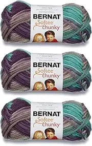 [Bernat] Softee Chunky Shadow Yarn - 3 Pack of 80g/2.8oz - Acrylic - 6 Super Bulky - 77 Yards - Knitting/Crochet