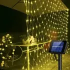 200LEDs Solar Powered Mesh Net Curtain String Fairy Lights Christmas Garden