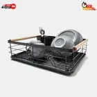 Dish Drying Rack Holder Drainer Plates Tray Kitchen Cutlery Sink Caddy Black AU