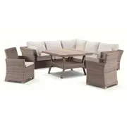 Coco 8 Piece Outdoor Modular Corner Lounge and Dining Table and Chairs Setting - Outdoor Wicker Lounges