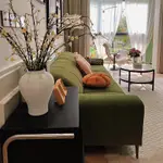 【熊貓傢具】綠色詩琴鍵沙發復古絨布現代小戶型沙發客廳直排科技布高靠背沙發