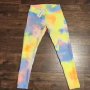 NWT Coorun Bright Neon Colorful Ruched Rear Tie Dye Textured Leggings Womens XXL