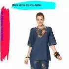 Rara Avis by Iris Apfel Embroidered Denim Top in Denim Cotton, Blue, size 4