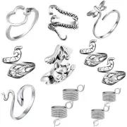 RechicGu 12pcs Adjustable Silver Knitting Ring Loops Crochet Accessories Yarn...
