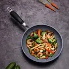 Anti-skid Handle Wok Pan Aluminum Skillet Cauldron Frying Pan Induction Cooker