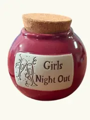 Muddy Waters Girls Night Out Burgundy Maroon Word Jar With Cork Lid Cubed Box