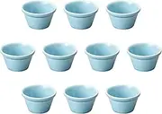 Set of 10 Turquoise Blue 2.4 inch (6.2 x 3.6 cm) Sauce Cups | Souffle Porcelain Setomonohonpo