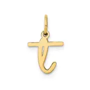 14KY Lower case Letter T Initial Charm Bracelet Necklace