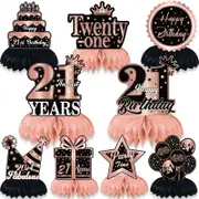 Rose Gold 21st Birthday Honeycomb 9pk