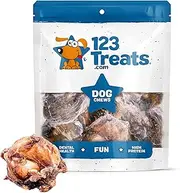 123 Treats - Dog Bones Made in The USA (10 Count) 100% Natural Knee Caps Beef Chews for Dogs – Premium Quality Grass Fed Savory Beef Chew Treats for Pets – Varied Sizes Ideal for Large Dogs