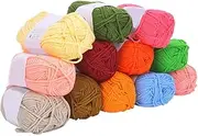 [Baxnore] 12 Colors Smooth Soft Milk Cotton Yarn, Knitting Crochet Yarn, Soft Warm Acrylic Yarn, Soft Milk Cotton Wool Yarn for Beginners Adults Wool
