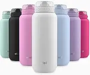 Ello Cooper 22oz Stainless Steel Water Bottle with Straw and Carry Handle, Double Walled and Vacuum Insulated Metal, Leak Proof Locking Lid with Soft Silicone Spout, Reusable, BPA Free, White