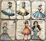 junk journal retro women vintage style fashion journal cards set of 6