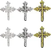 AHANDMAKER 6Pcs Embroidery Beaded Rhinestone Cross Patches 3 Styles Sew on Sequin Patch Beaded Cross Applique Patch Decorative Patches for Dress Jeans Jackets Handbag Clothing