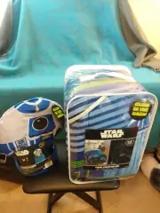 Brand New! Star Wars Glow-in-the-Dark TWIN SIZE Comforter Blue & Hooded Blanket