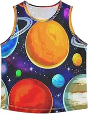[RPLIFE] Outer Space Planets Boys' Tank Top, Sleeveless Quick Dry Athletic Tank Undershirt for Sports Practice, 3-15 Y