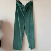 Modcloth Emerald Green Velour Wide Leg Pants Retro Style High Waist 3X NWT