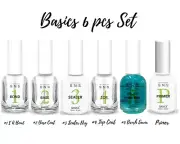 SNS Basics 6pcs Set-E A Bond, Base Coat,Sealer Dry,Top Coat,Brush Saver & Primer