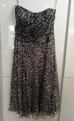 Monsoon Ladies Slate Grey Silk Occasion Dress UK Size 16 NEW with TAGS