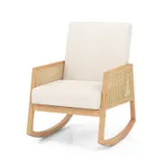 Costway Rattan Rocking Armchair-Beige