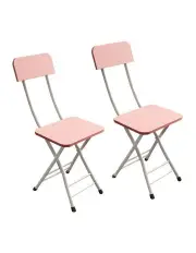 [SOGA] Space Saving Lightweight Foldable Chair Set of 2 in Pink