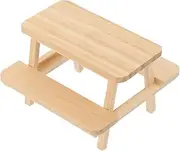 Vaguelly Miniature Picnic Table Model Wooden Table Chair Set for Doll House Decor Mini Furniture Prop