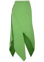 A.W.A.K.E Mode Pleated Asymmetric Midi Skirt - Green - 8 8