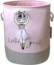 Goodheim Baby Laundry Basket - Pink Nursery Hamper for Girls Kids with Toy Storage, Cute Baby Girl Nursery Decor（Pink）