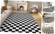 Black and White Checkered Rug for Living Room Bedroom, 6x9 Ft Black & White