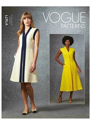 VOGUE DRESS SEWING PATTERN 1671 6-14 Misses A Line Sleeveless Dress Uncut