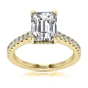 Solitaire 1.48 Carat VS2 H Emerald Cut Diamond Engagement Ring 14k Yellow Gold