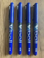Pilot V-Ball 0.5mm Pure Liquid Ink Rollerball Pens Blue, PKT 4 PENS (BRAND NEW)