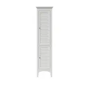 Teamson Home Glancy Freestanding Linen Tower with Two Faux Louvered Doors, White