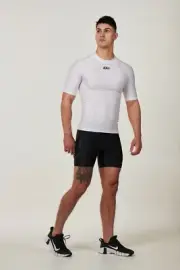 Mens White Compression Short Tops New Shirts Sports Gym Run Base Workout Layers