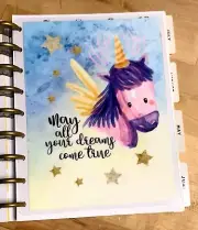 Unicorn "Make dreams come true" 2-Sided Dashboard for use with Happy Planner