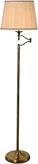 Lexi Lighting Nicollete Floor Lamp, Antique Brass Finish Base, Beige Pleated Shade, Vintage Style, Corner Ambient Lighting for Interior Décor