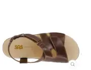 NIB SAS Huggy Earth Brown Leather Adjustable Women's Sandals Size 7.5 M