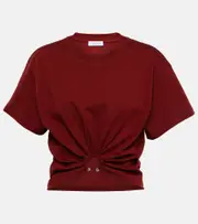 [Rabanne] Rabanne Ring-detail cotton jersey crop top AU 14 red