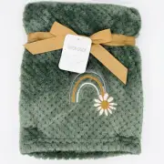 Duck Duck Goose Plush Baby Blanket Green 30 x 40 Rainbow Soft NEW
