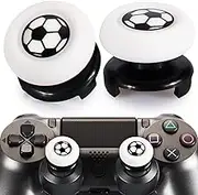 Playrealm FPS Thumbstick Extender & Printing Rubber Silicone Grip Cover 2 Sets for PS5 Dualsenese & PS4 Controller (Soccer)
