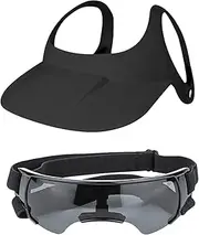 Dog Hat and Goggles, Waterproof Dog Bucket Hat with Sunglasses, UV Protection Waterproof Pet Sunbonnet Ear Holes Doggy Visor for Puppy, Outdoor & Walking