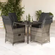 Garden Dining Set with Cushions Outdoor Table and Chairs Grey Poly Rattan vidaXL