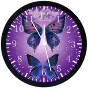 Purple Butterflies Wall Clock 12" Large Personalized option adding names E124