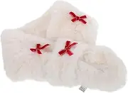 [VALICLUD] Winter Bow Scarf Scarves Neckerchief Faux Rabbit Scarf Wool Neck Warmer Winter Faux Fur Scarf Warmer Neck Warmer Muffler Scarf Hood Puffy Scarf White Faux Rabbit Fur
