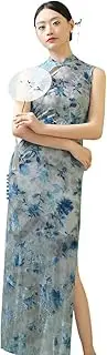 [ROYAL SMEELA] Chinese Qipao Dress for Women Sleeveless Patterned Cheongsam Mandarin Women's Chinese Dresses Clothes Black