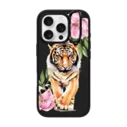 iPhone 16 Pro Impact Ring Stand Case MagSafe Compatible Tiger and peonies