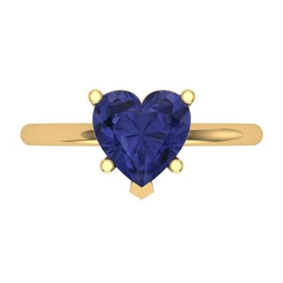 2.0Ct Heart Cut Tanzanite Gold Solitaire Engagement Promise Wedding Bridal Ring